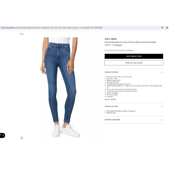 Favorite Daughter for Joe's Jeans Sara Super High Rise Skinny Size 24 *FLAW* - Picture 10 of 11